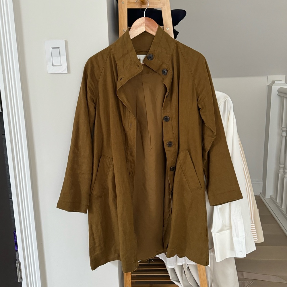 Garnet Hill long button-down lightweight cotton jacket